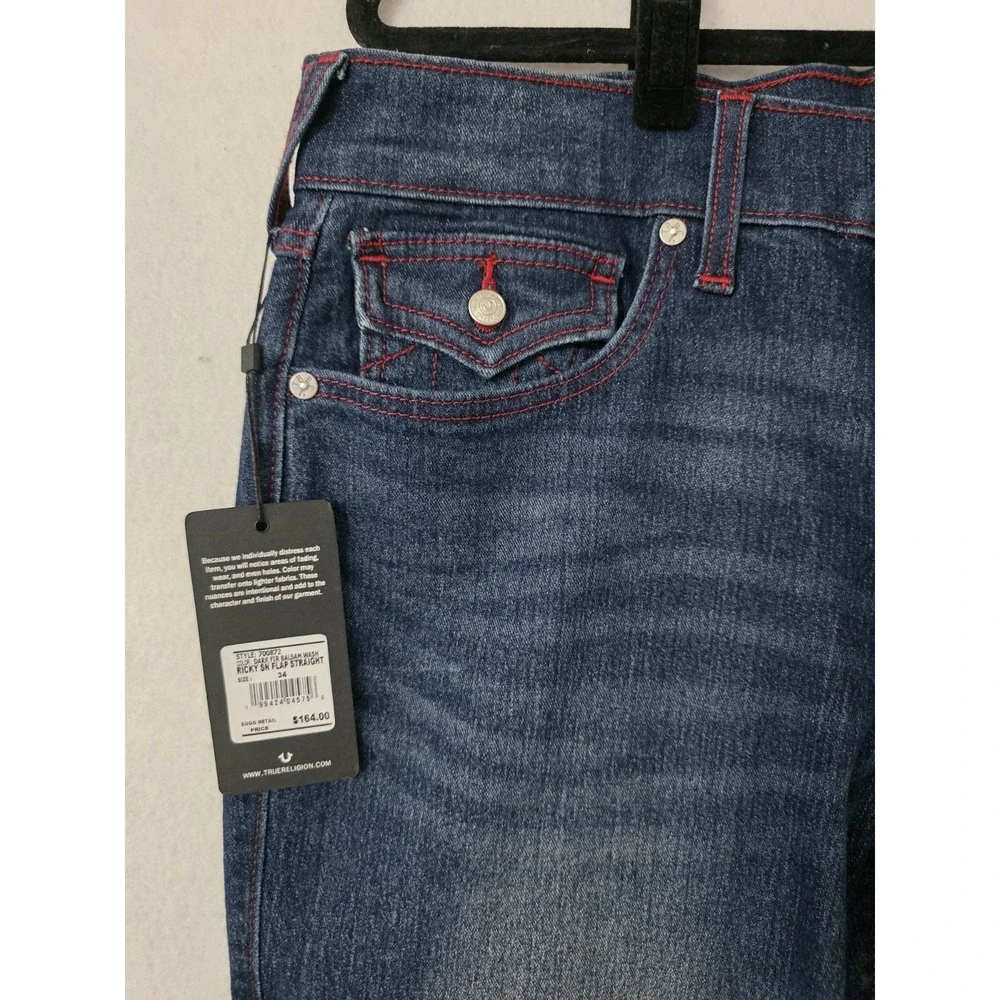 True Religion Ricky SN‎ Flap Straight Style 700872 Dark Fir Balsam Wash Sz 34x34